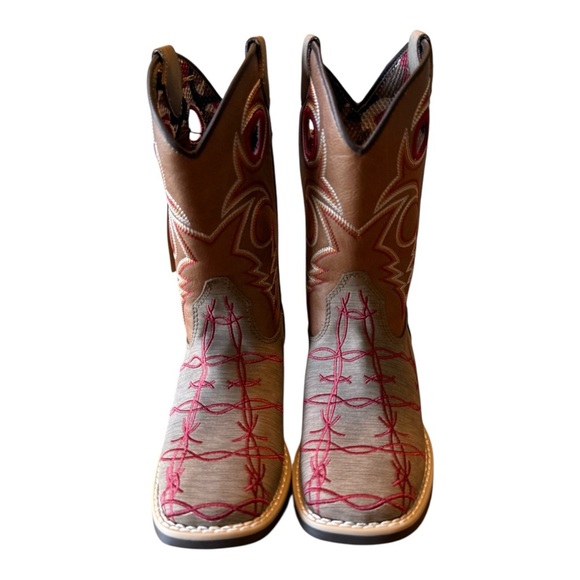 Twister Western Boots Boys Ryder Square Toe Stitching Brown 446003202 Sz 13 - Picture 1 of 8